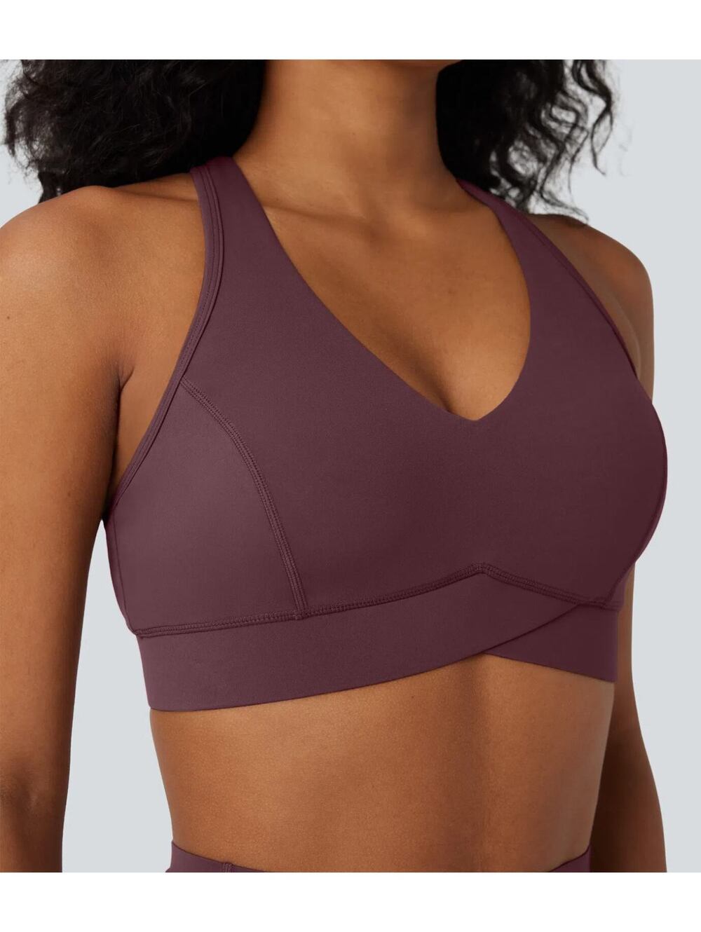 Halara UltraSculpt Medium Support V Neck Racerback Sports Bra Evening Red Size L